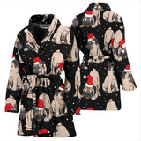 Christmas Pugs Santa_S Red Cap Pattern Women'S Bathrobe