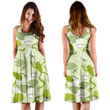 Cute Frog Dragonfly Pattern Sleeveless Midi Dress