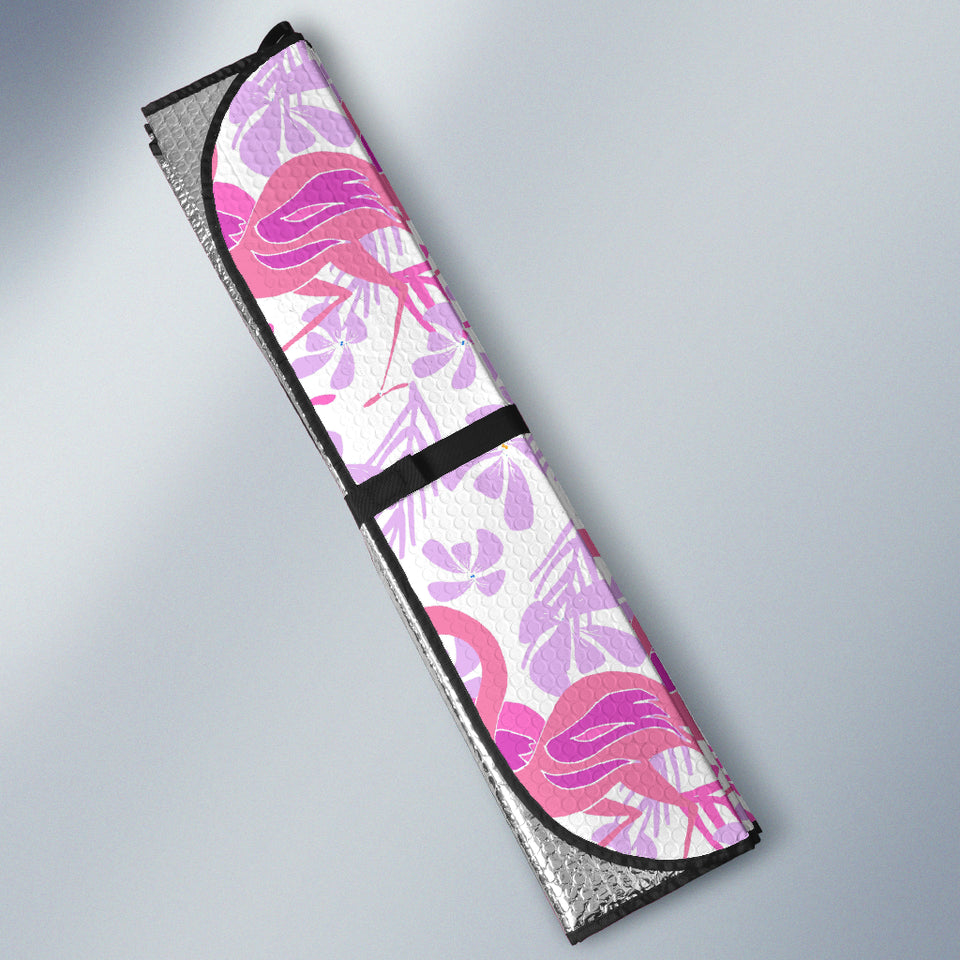 Pink Flamingo Flower Pattern Car Sun Shade