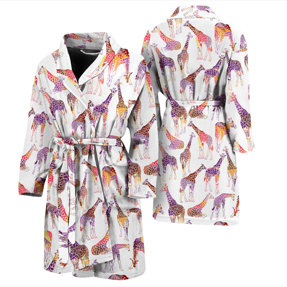 Giraffe Pattern Print Design 02 Men's Bathrobe