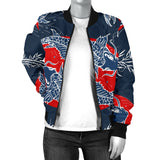 Koi Fish Carp Fishs Hand Drawn Japanese Art Women'S Bomber Jacket