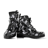 Crow Illustration Pattern Leather Boots