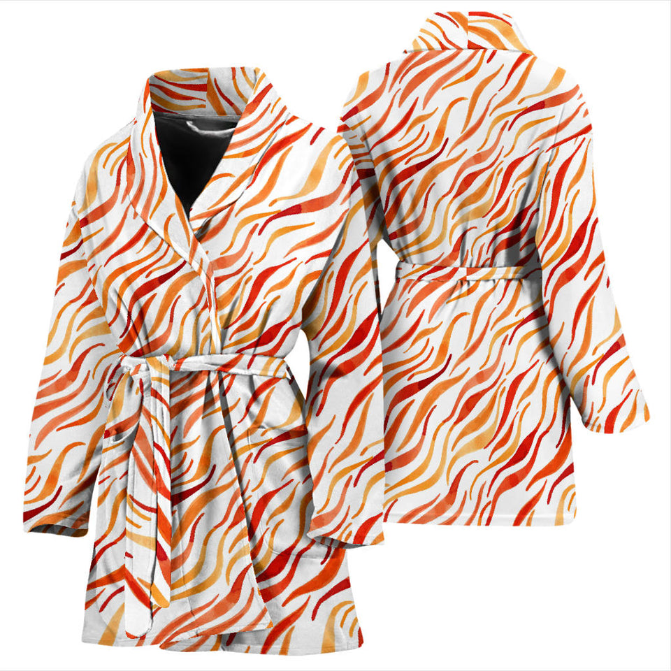 Fire Flame Watercolor Pattern Women'S Bathrobe
