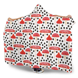 Red Mushroom Dot Pattern Hooded Blanket