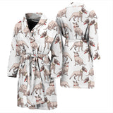 Bull Terrier Pattern Print Design 04 Men's Bathrobe