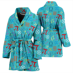 Math Pattern Print Design 02 Women's Bathrobe