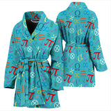 Math Pattern Print Design 02 Women's Bathrobe