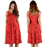 Strawberry Pattern Red Background Sleeveless Midi Dress
