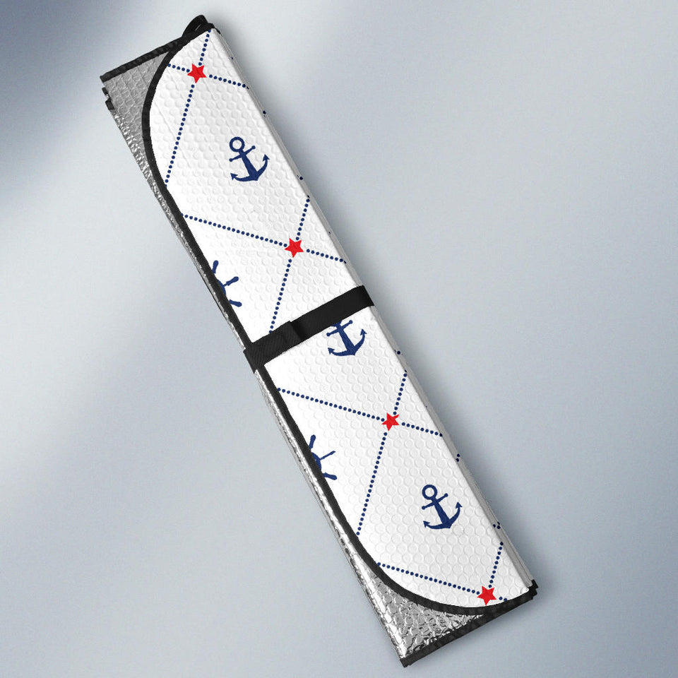 Anchor Rudder Nautical Design Pattern Car Sun Shade