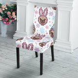 Cute Pug Hat Rabbit Costume Pattern Dining Chair Slipcover
