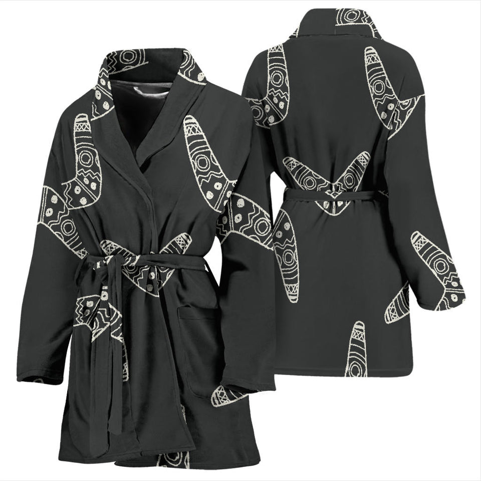Hand Drawn Boomerang Australian Aboriginal Ornament Women'S Bathrobe