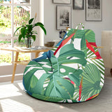 Heliconia Palm And Monstera  Leaves Pattern Bean Bag Cover