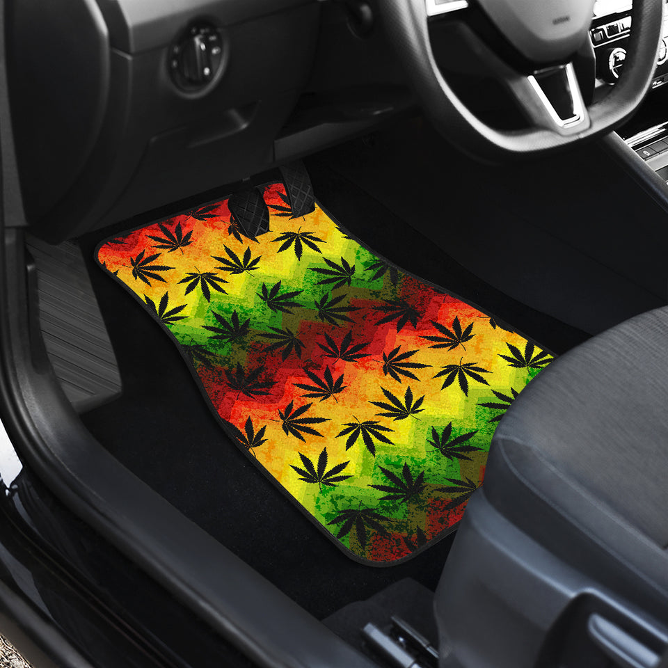 Canabis Marijuana Weed Pattern Print Design 03 Front Car Mats