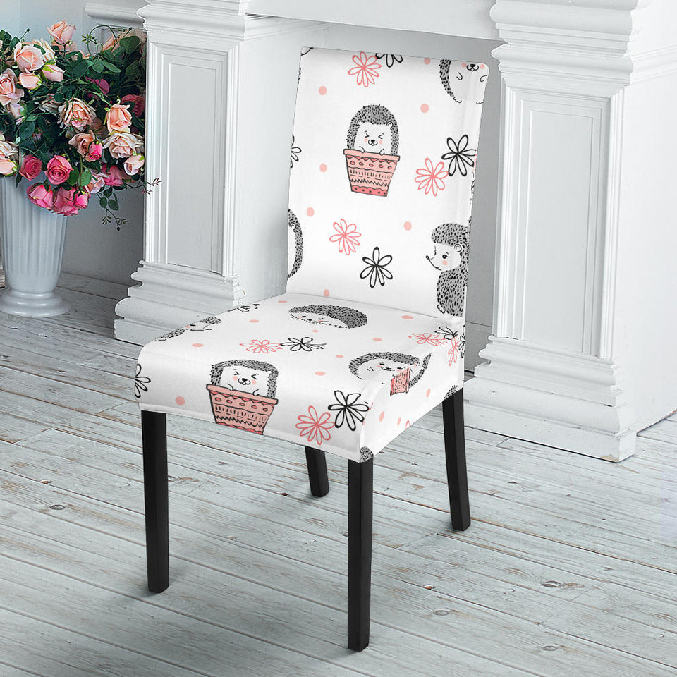 Hedgehog Pattern Print Design 02 Dining Chair Slipcover