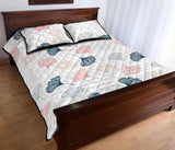 Black Gray Cream coral ginkgo leaves pattern Quilt Bed Set