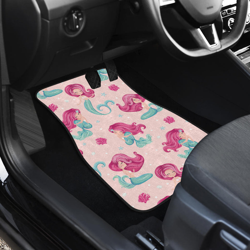 Cute Little Mermaid Pattern Front And Back Car Mats