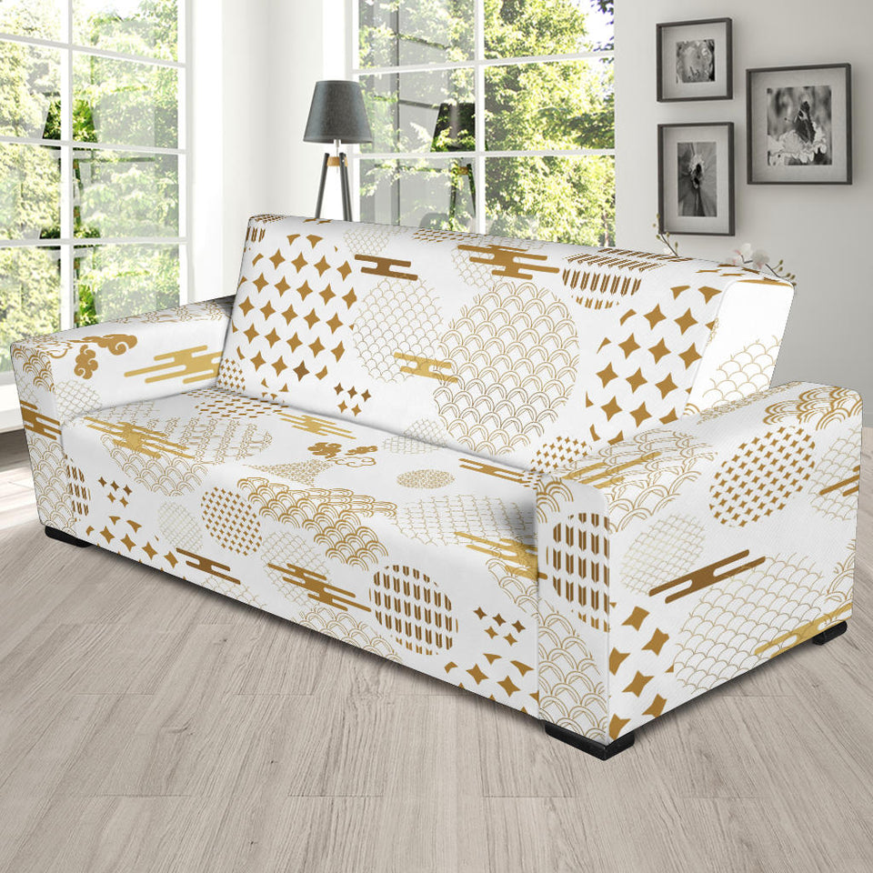 Beautiful Gold Japanese Pattern Sofa Slipcover