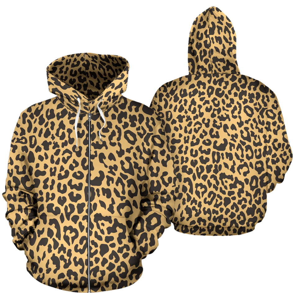 Leopard Skin Print Zip Up Hoodie