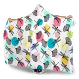 Dragonflies Ginkgo Leaves Pattern Hooded Blanket