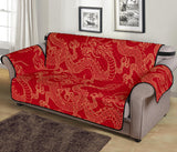 Gold dragons red background Sofa Cover Protector