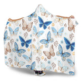 Blue Butterfly Pattern Hooded Blanket