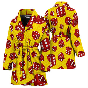 Dice Pattern Print Design 04 Women's Bathrobe