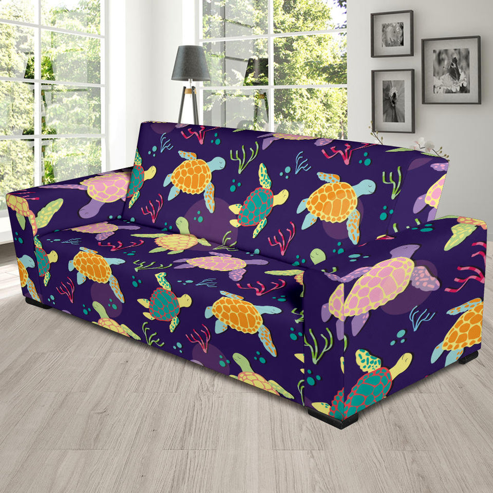 Colorful Sea Turtle Pattern Sofa Slipcover