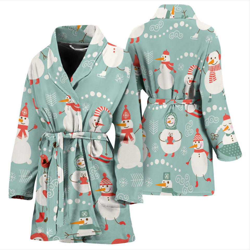 Cute Snowman Pattern Women'S Bathrobe