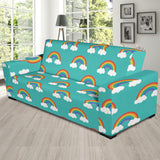 Rainbow Pattern Green Background Sofa Slipcover