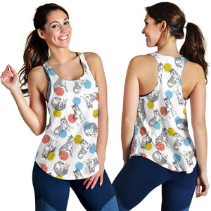 Siberian husky and colorful circle pattern Women Racerback Tank Top