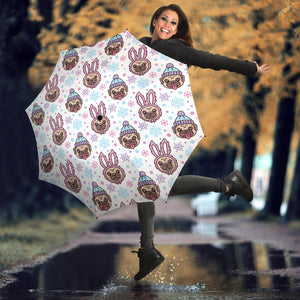 Cute Pug Hat Rabbit Costume Pattern Umbrella