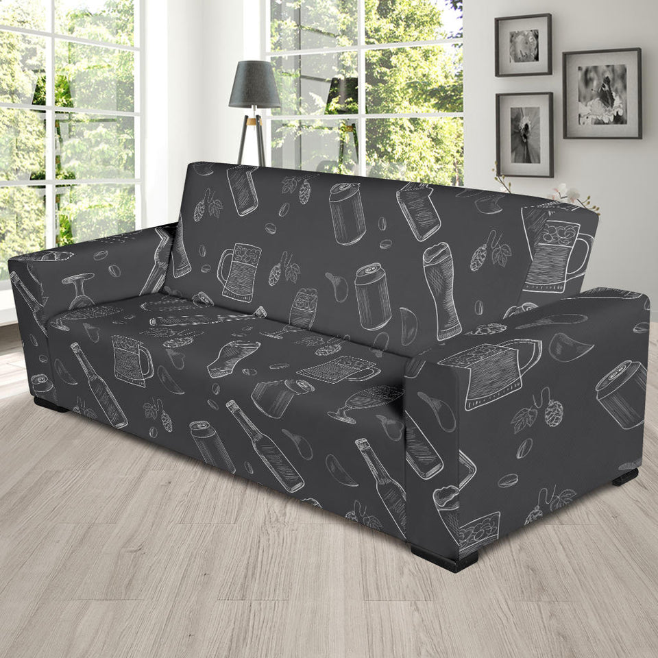 Beer Hand Drawn Pattern Sofa Slipcover