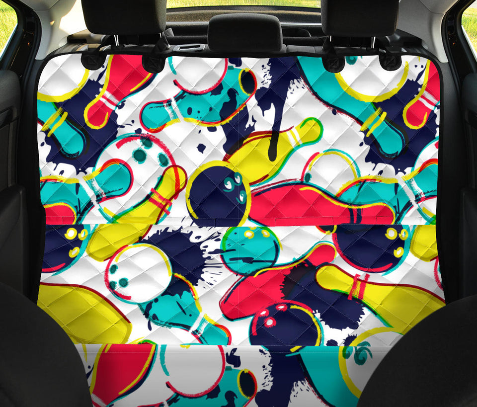 Watercolor Bowling Ball Pins Dog Car Seat Covers