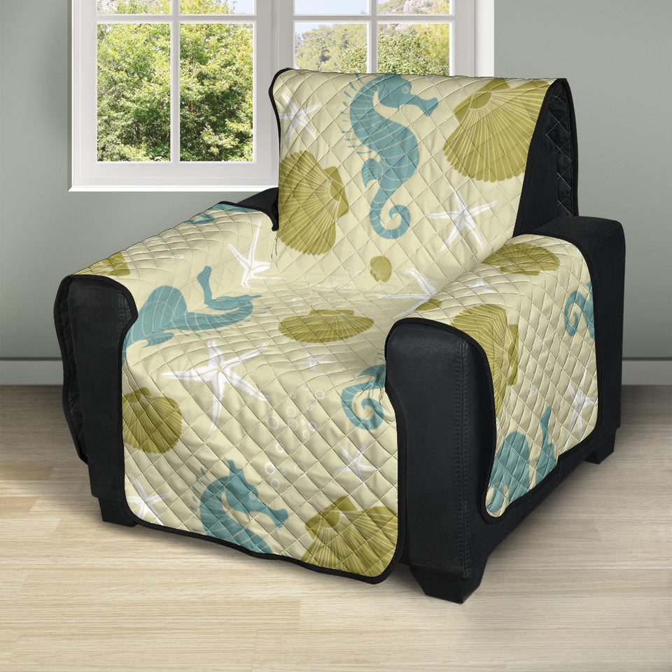 Seahorse shell starfish pattern background Recliner Cover Protector
