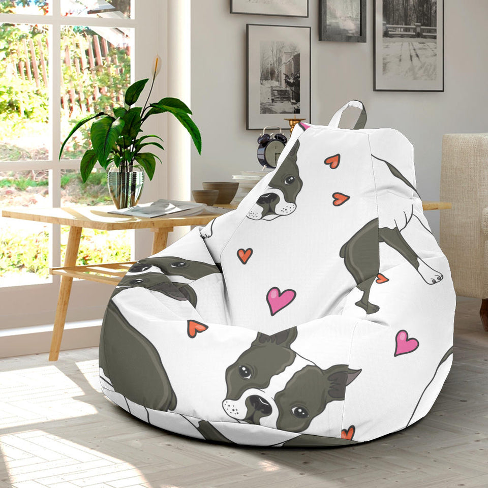 Boston Terrier Dog Hearts Vector Pattern Bean Bag Cover