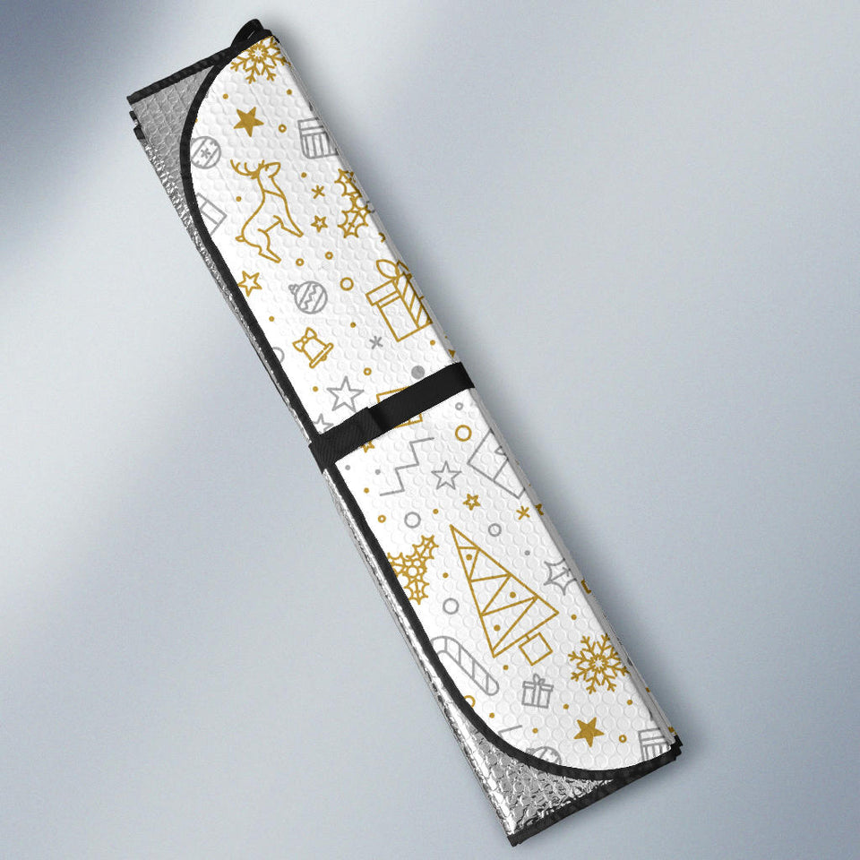 Christmas Tree Christmas Element Silver Gold Pattern Car Sun Shade