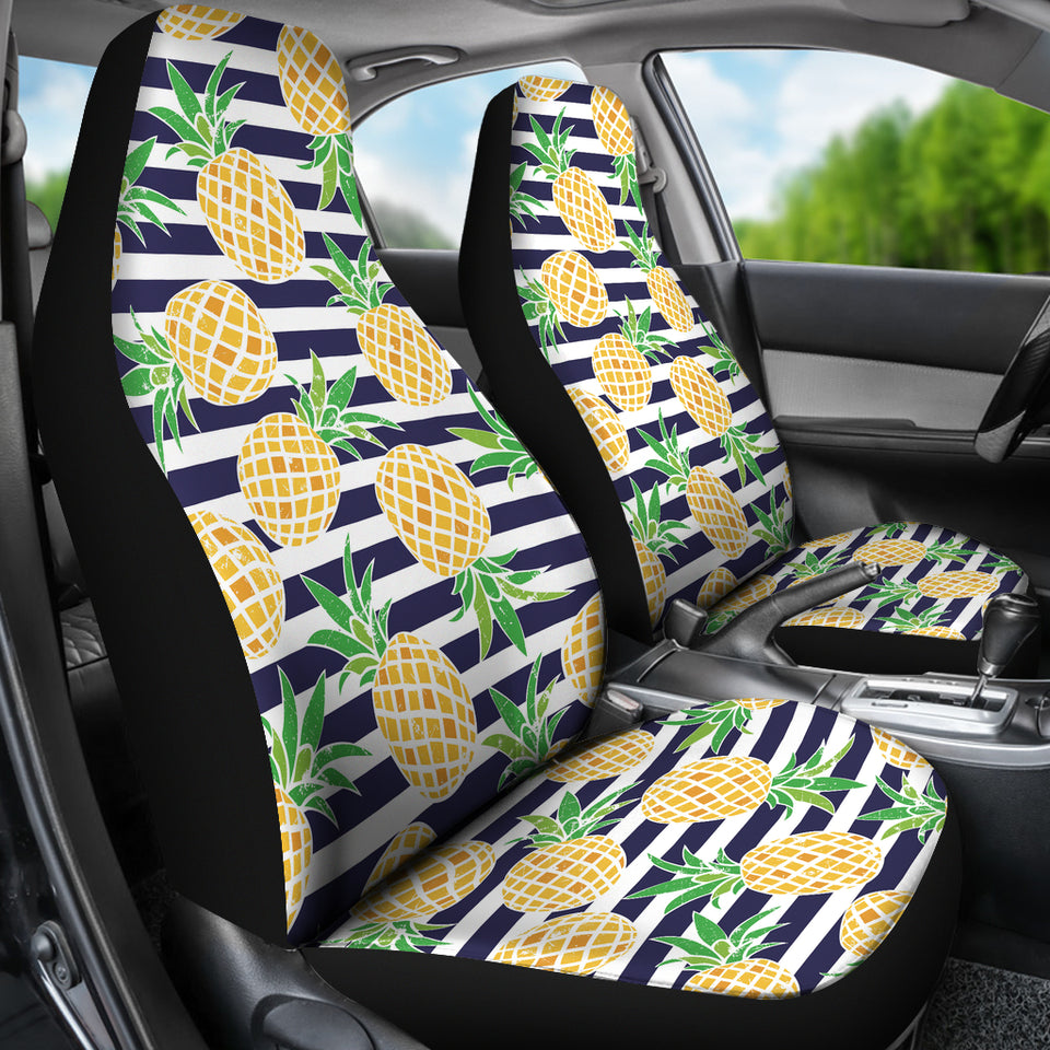 Pineapples Pattern Striped Background  Universal Fit Car Seat Covers