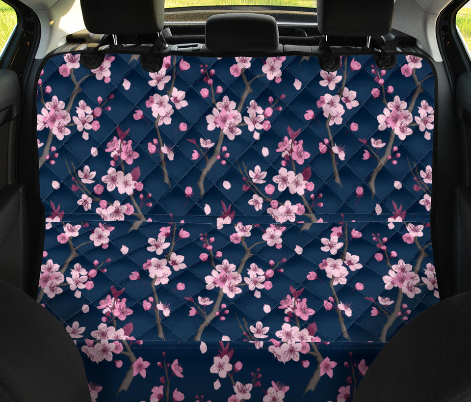 Pink Sakura Cherry Blossom Blue Background Dog Car Seat Covers