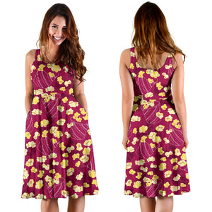 Popcorn Pattern Print Design 02 Sleeveless Midi Dress