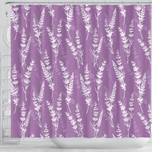 Lavender Flowers Purple Pattern Shower Curtain Fulfilled In US