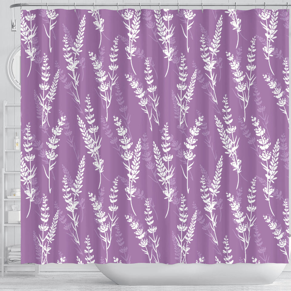 Lavender Flowers Purple Pattern Shower Curtain Fulfilled In US