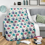 Tea pots Pattern Print Design 05 Premium Blanket