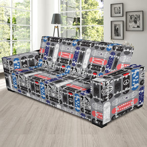 Skate Board Pattern Print Design 04  Sofa Slipcover