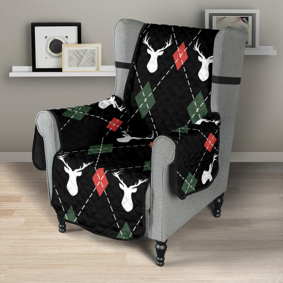 Deer Christmas new year pattern argyle Chair Cover Protector