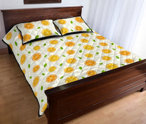 oranges leaves pattern Quilt Bed Set