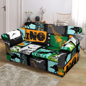 Dinosaurs Print Pattern Loveseat Couch Slipcover