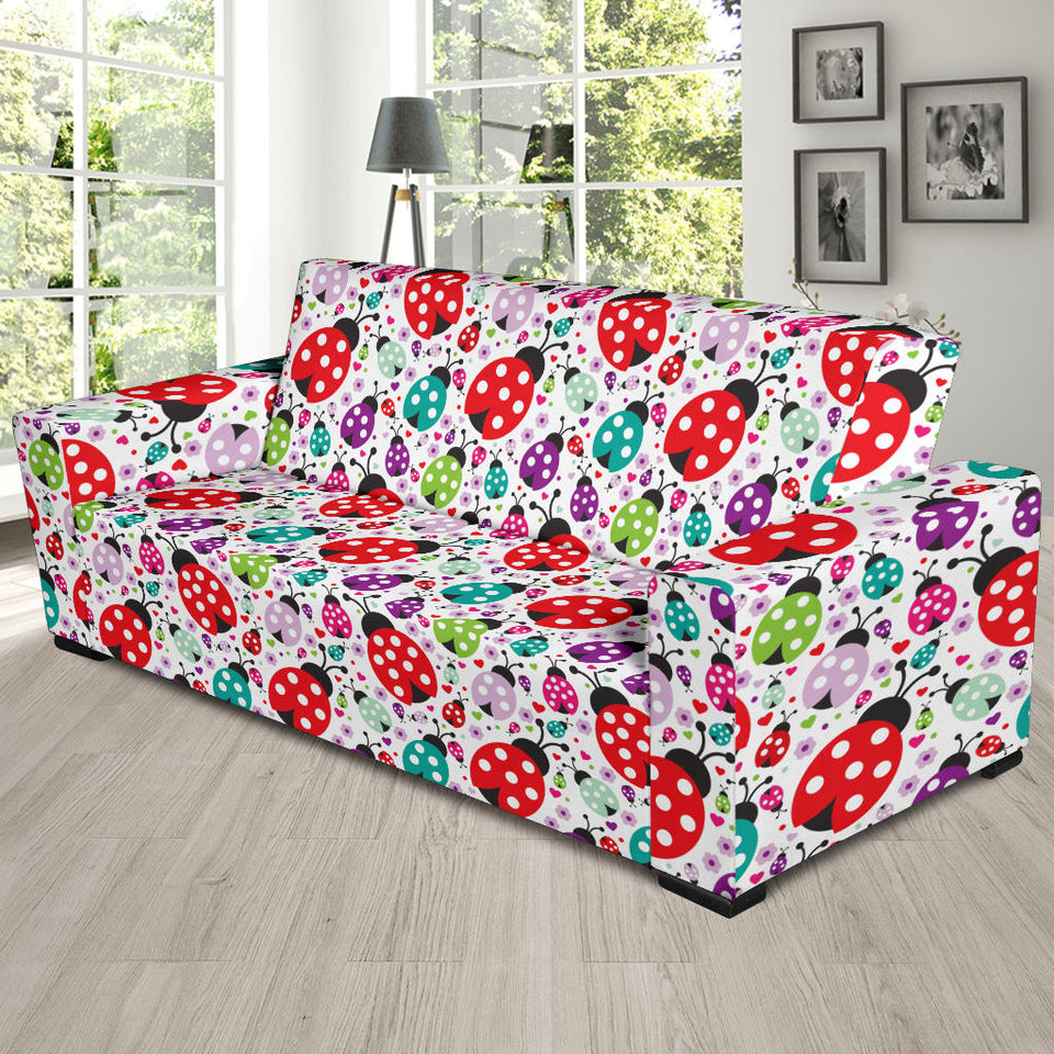 Ladybug Pattern Print Design 04 Sofa Slipcover