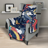 Blue red dragon cloud pattern Chair Cover Protector