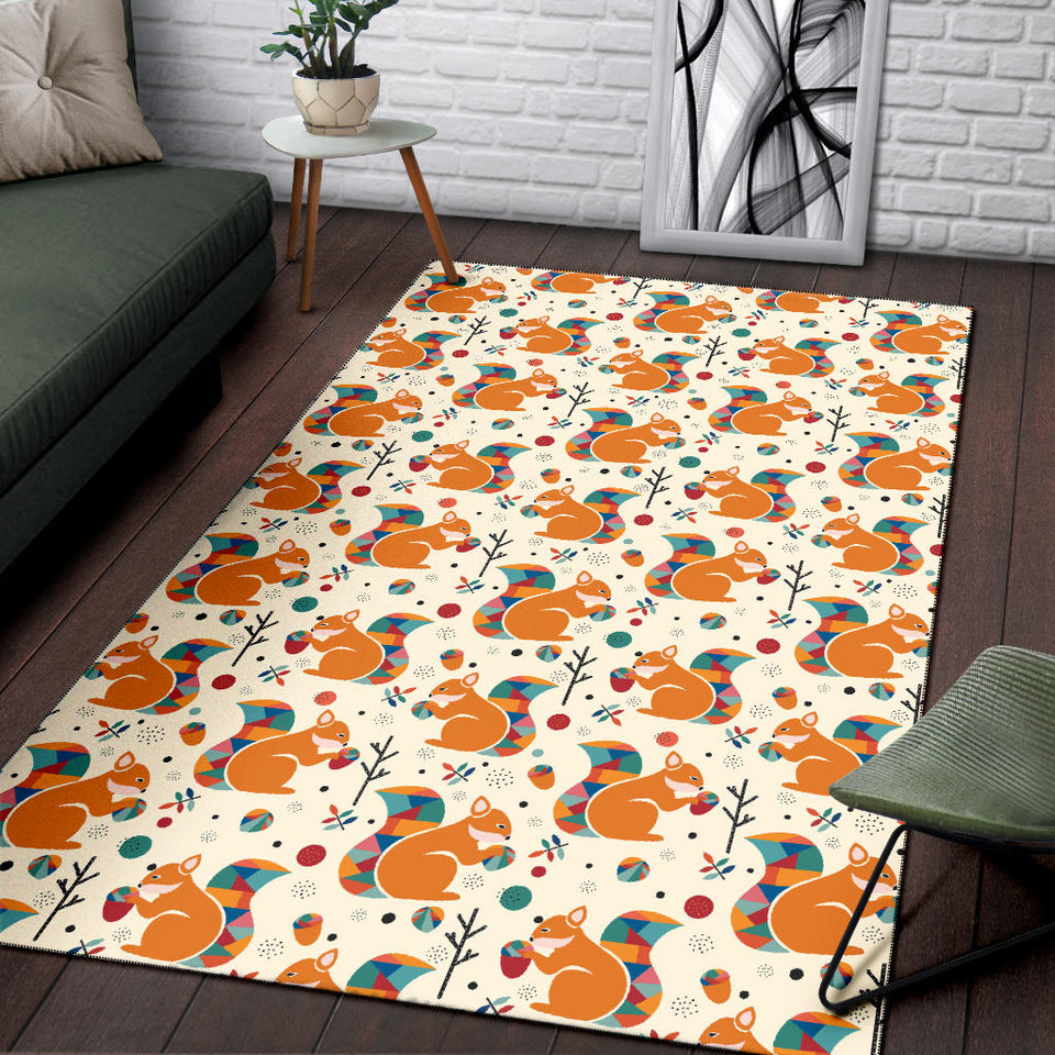 Squirrel Pattern Print Design 04 Area Rug