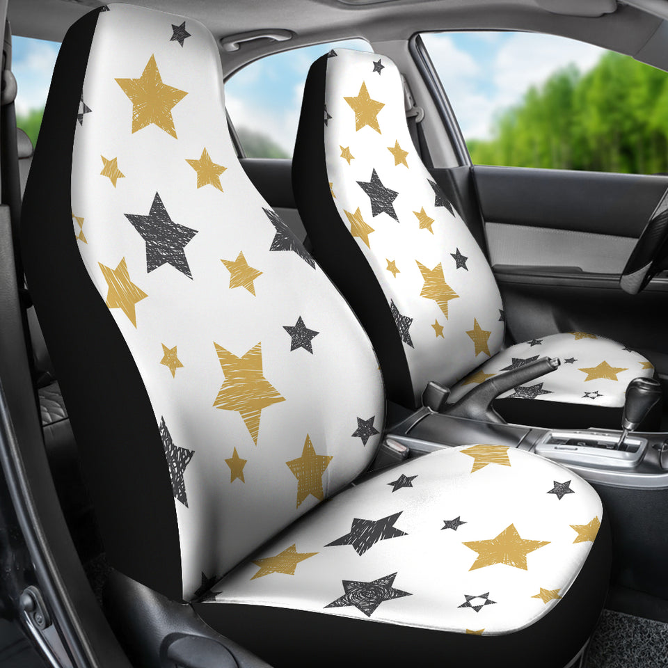 Hand Drawn Gold Black Star Pattern  Universal Fit Car Seat Covers